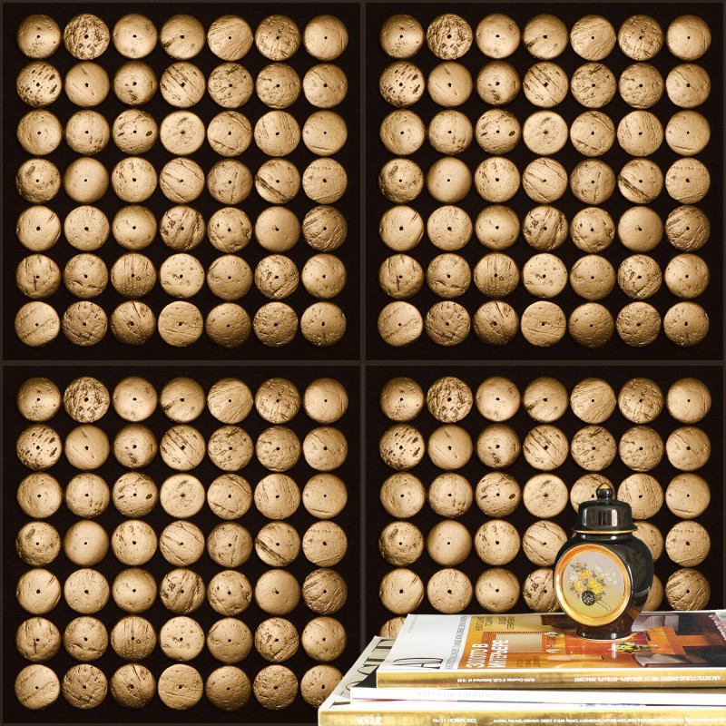 Gold Wood Wallpaper Fragment In Interior.