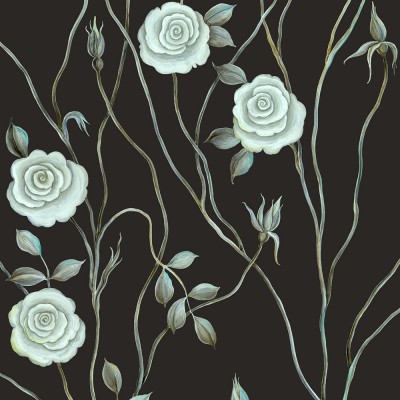Serene Rose On black Background. Fragment.